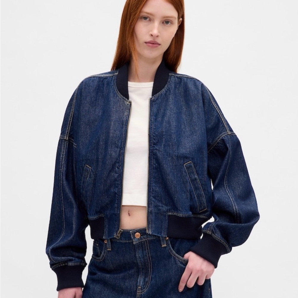 GAP UltraSoft Denim Bomber Jacket